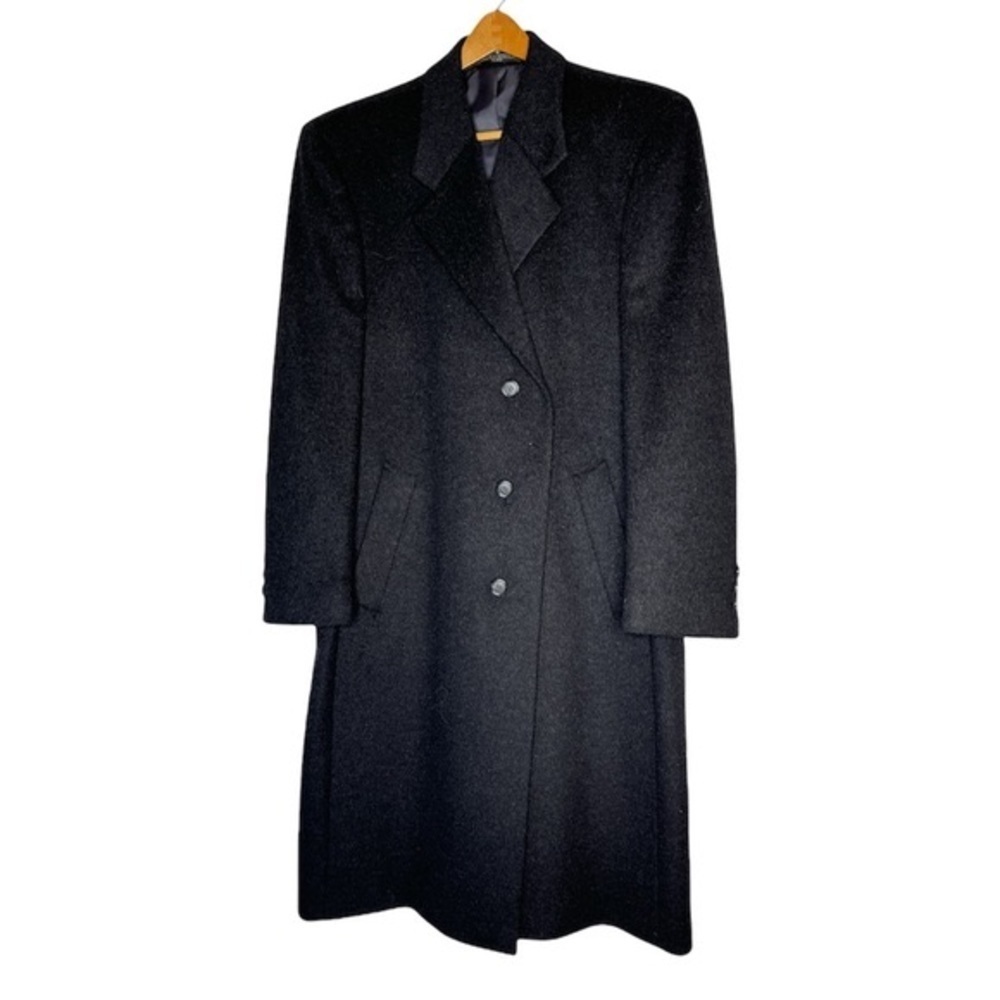 Dario Di Napoli Overcoat Men 42 R Mid-Length Black Cashmere Wool Blend Back Vent